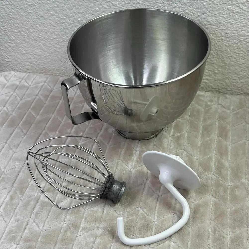 Kitchenaid Mixing Bowl Hook Whisk Attachments K45 Stainless Steel Handle Mixer